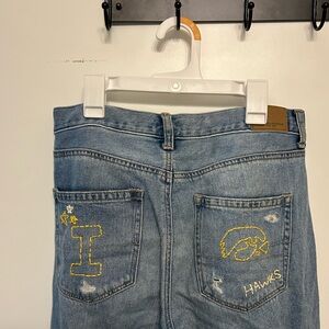 American Eagle University of Iowa Embroidered High-Waisted Jeans